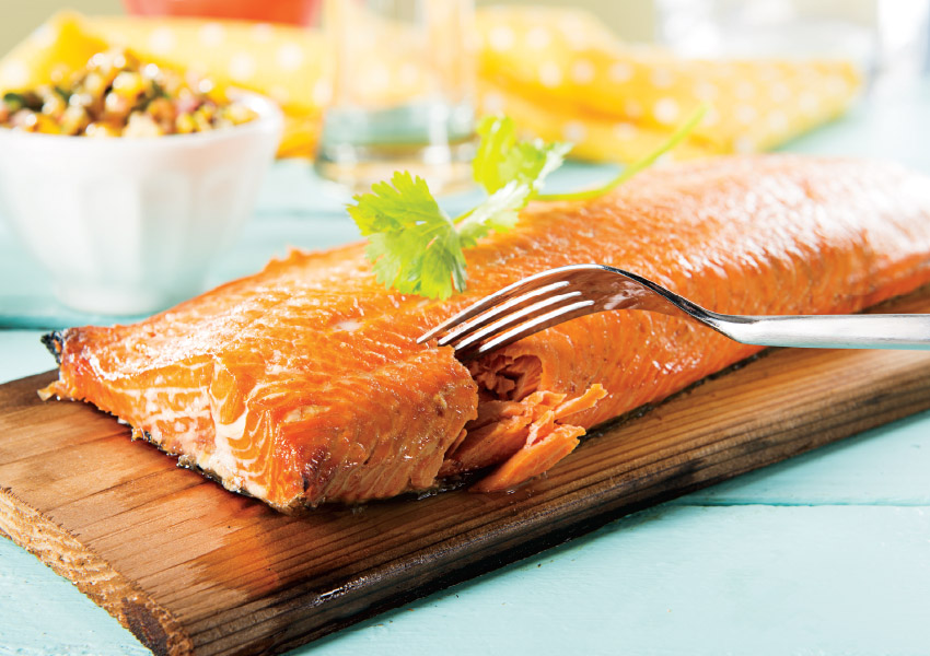 Cedar Planked Salmon with Jalapeño-Corn Salsa