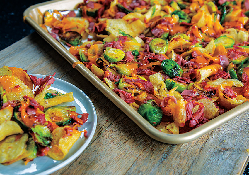 Irish Nachos with Crispy Brussels Sprouts