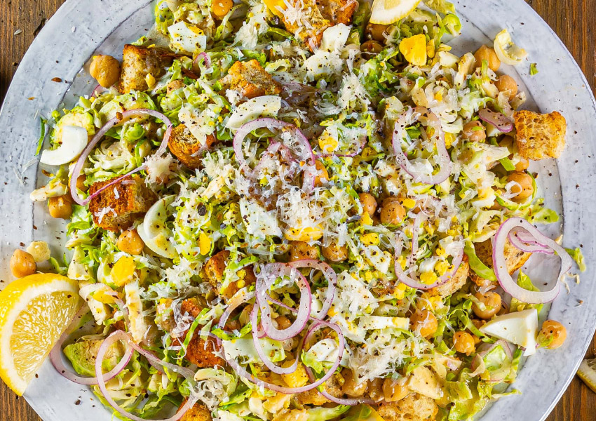 Shaved Brussels Sprouts Caesar Salad